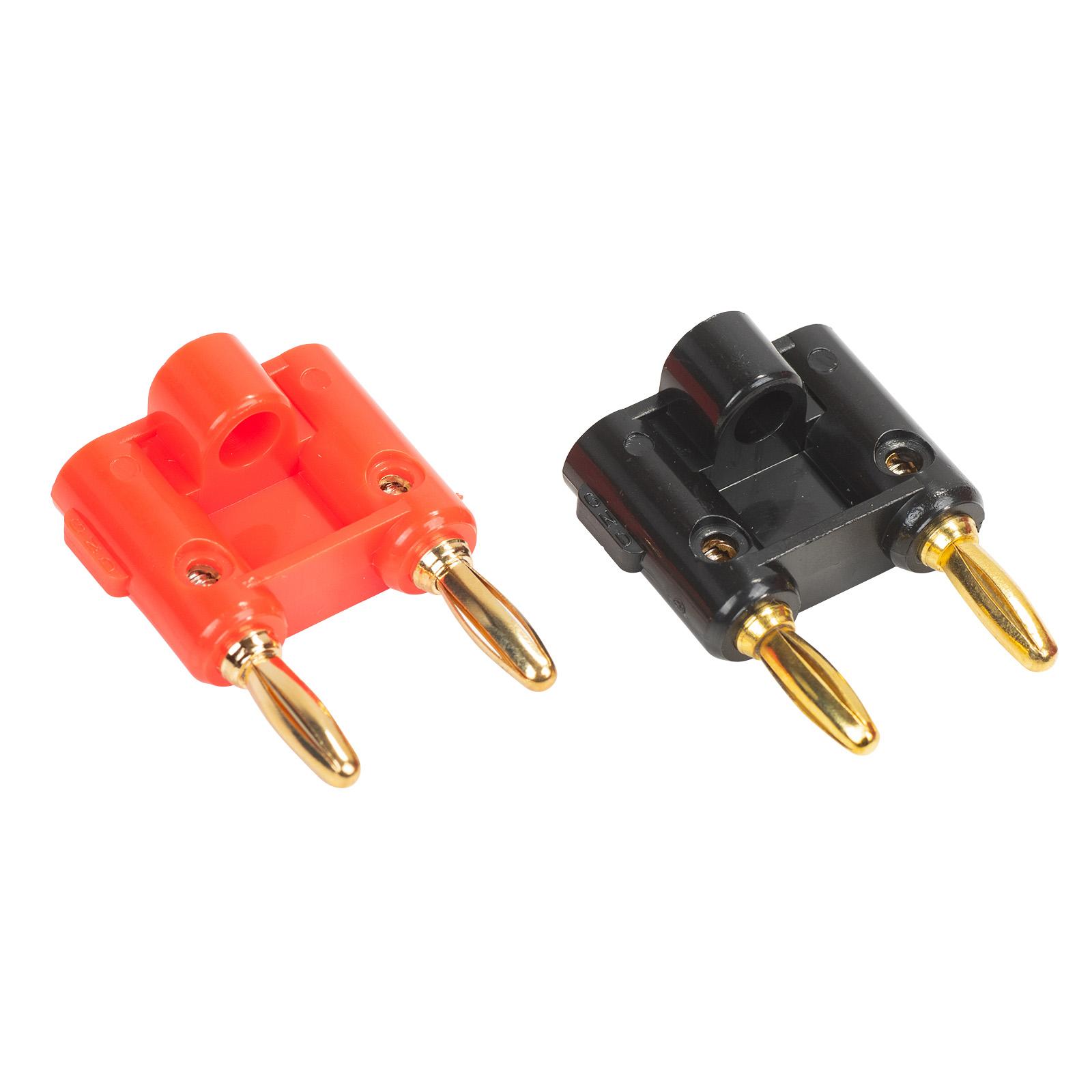 Dual Banana Plugs with Gold Terminals 1 Pair -Black, Red